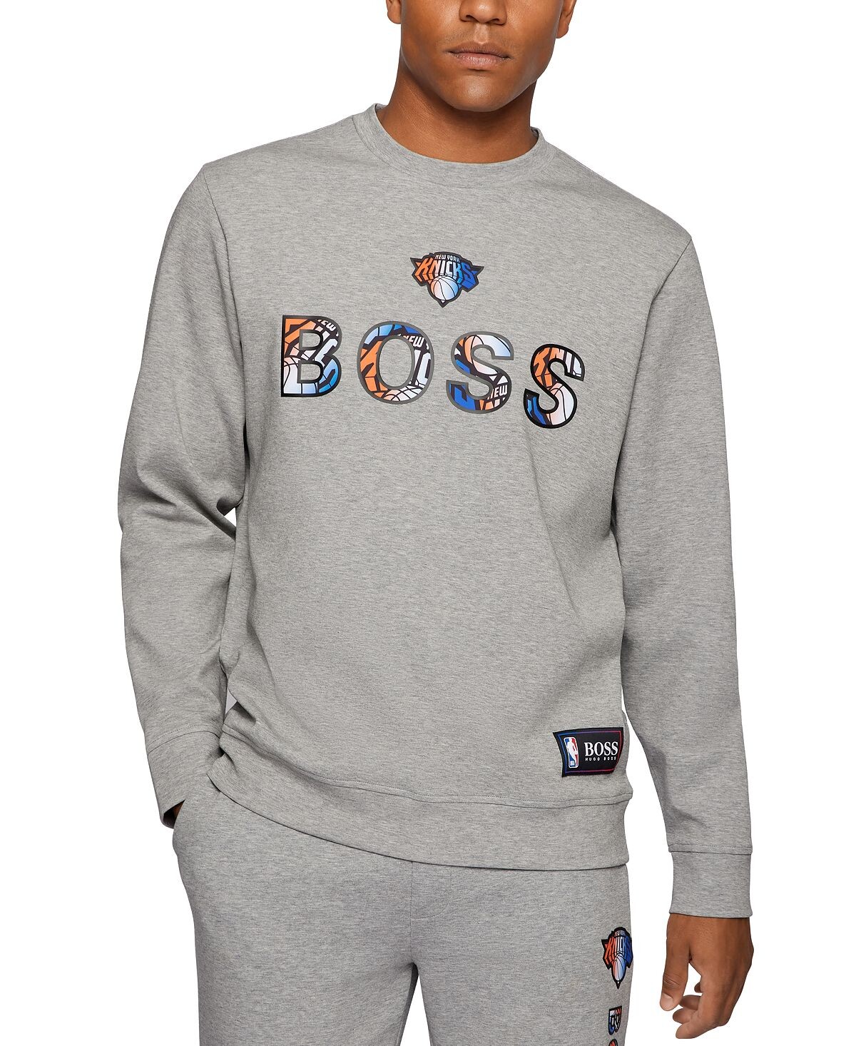 

Мужская толстовка nba new york knicks свободного кроя boss Hugo Boss, темно-серый