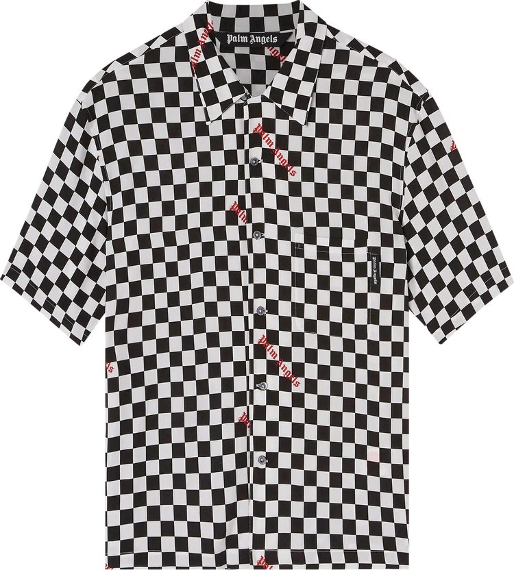 Рубашка Palm Angels Damier Print Bowling Shirt 'Black/Red', черный - фото