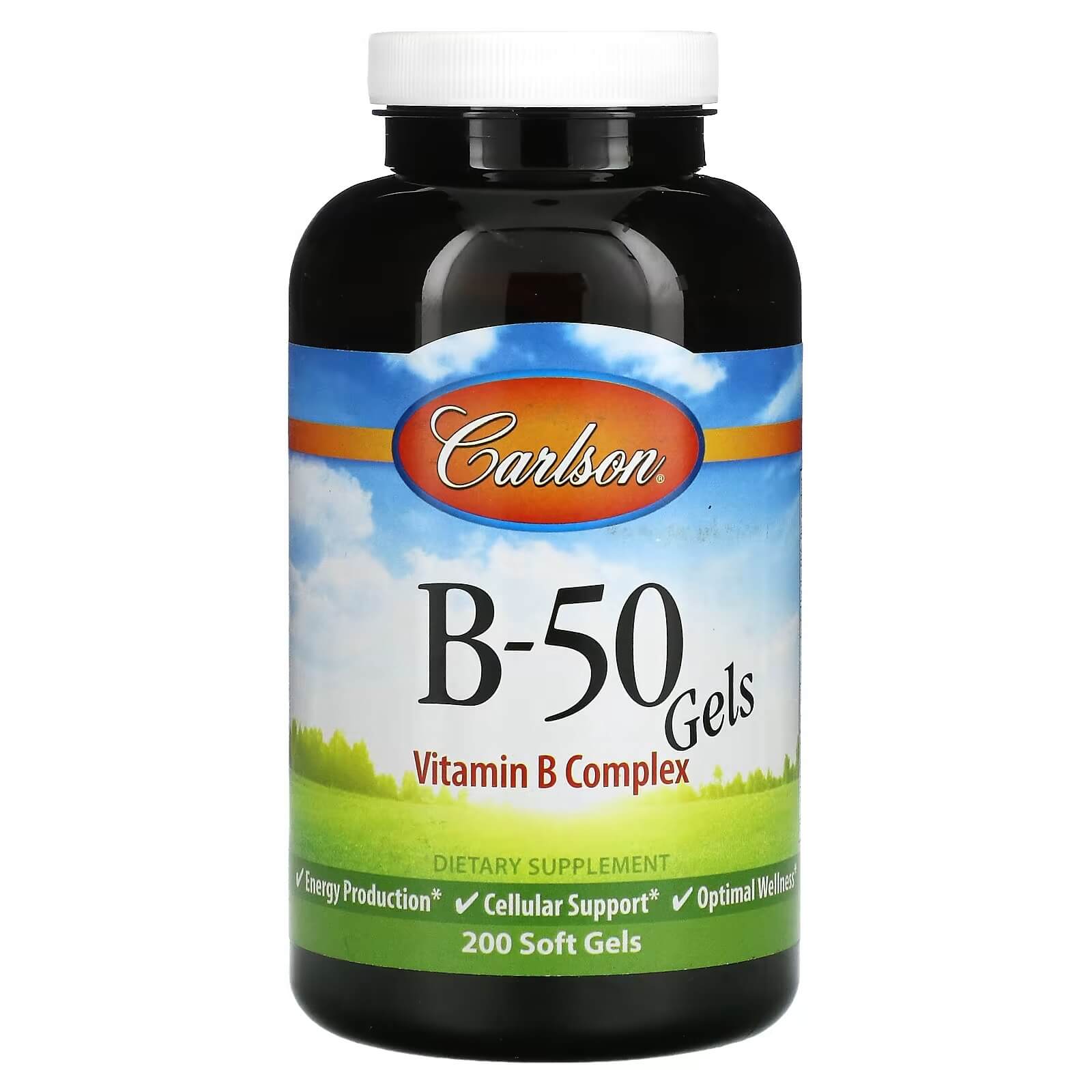 Комплекс витаминов группы В-50 Carlson, 200 мягких гелей carlson гели кальция и магния 250 мягких гелей