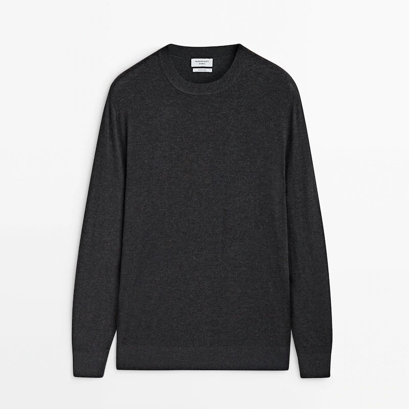 

Свитер Massimo Dutti Merino Wool And Silk Blend Studio, темно-серый