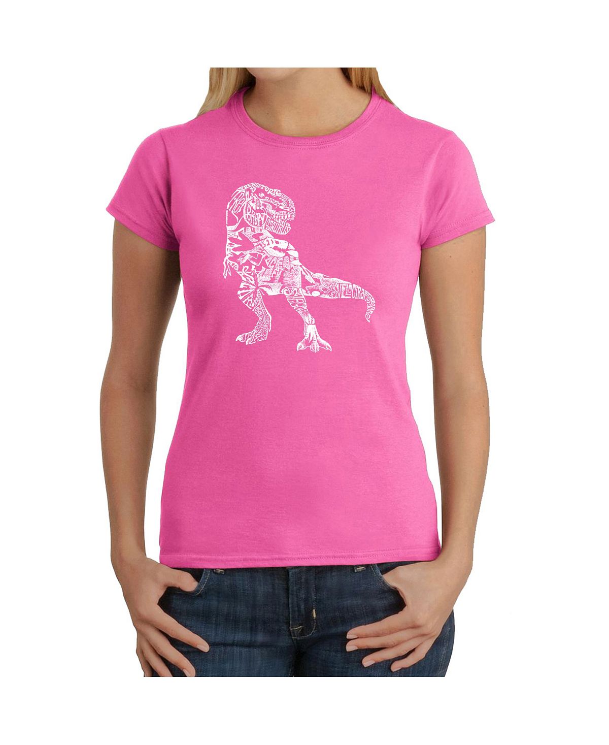 Женская футболка word art - динозавр слова и картинки LA Pop Art, розовый набор фигурок мир юрского периода t rex giganotosaurus