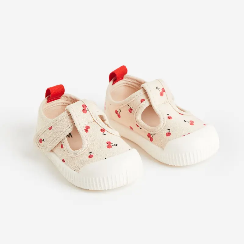 

Детские сандалии H&M Cotton Canvas, бежевый/вишня
