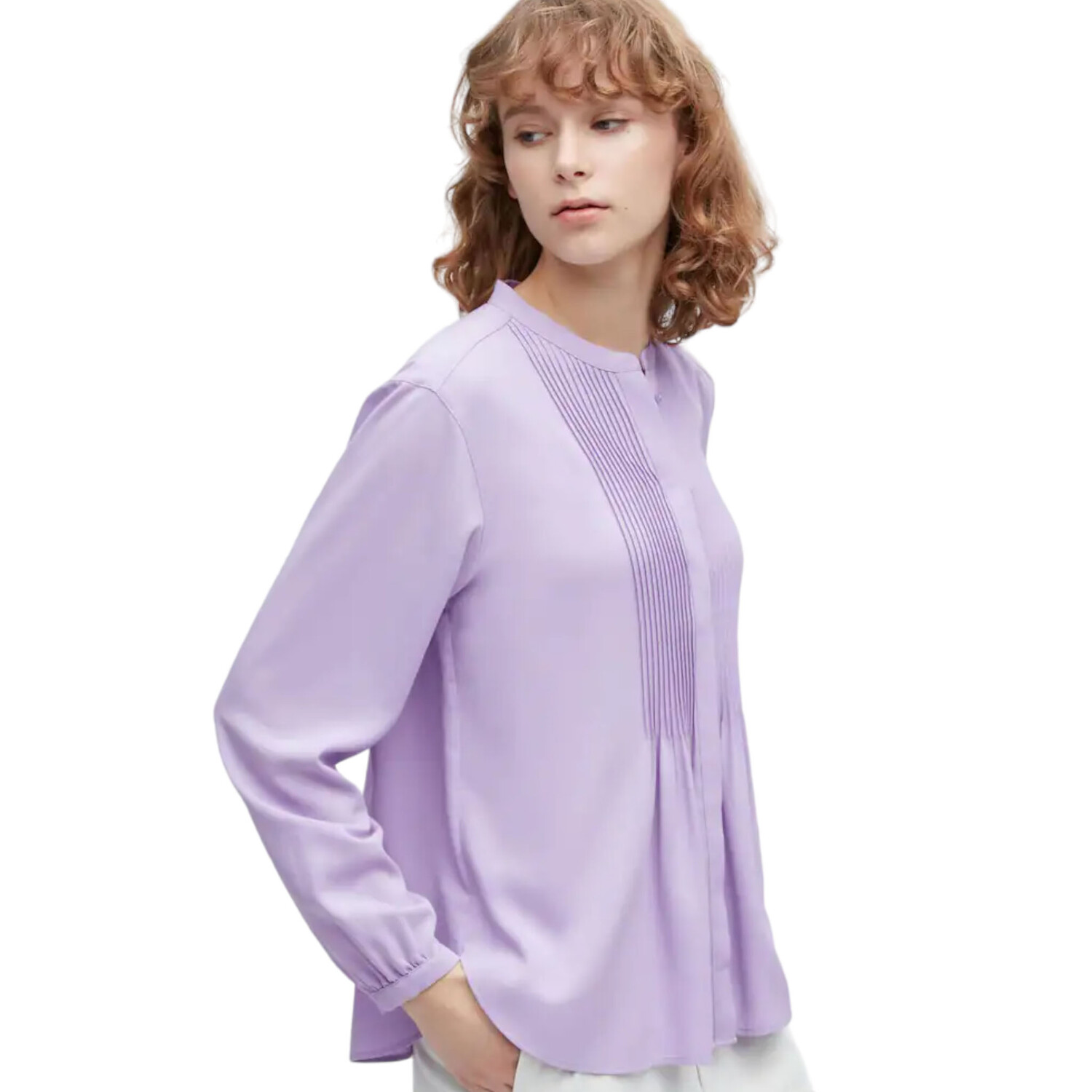 

Блуза Uniqlo Viscose Pintucked Long Sleeved, сиреневый