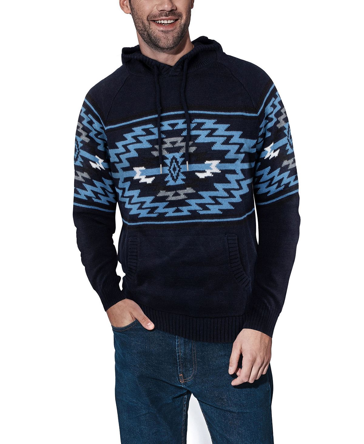 Мужской свитер с капюшоном aztec X-Ray, темно-синий