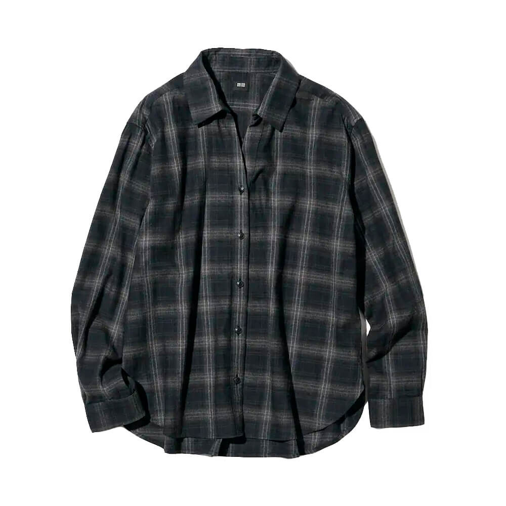 

Рубашка Uniqlo Soft Brushed Checked, чёрный