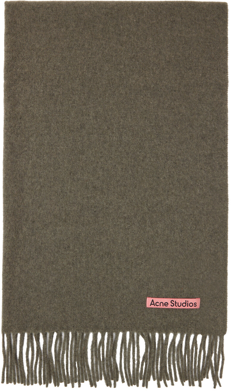

Шарф цвета хаки с бахромой Acne Studios