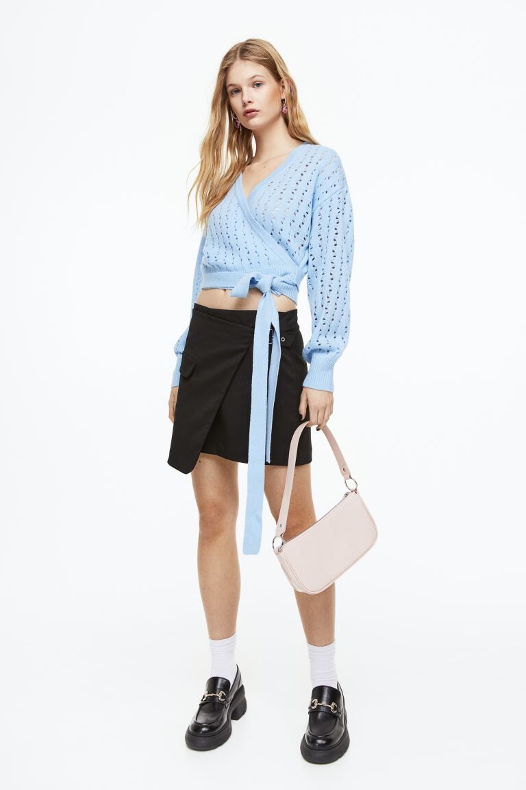 

Кардиган с ажурным плетением H&M, светло-синий