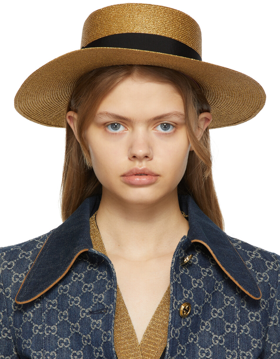 

Золотая шапка Lamé Bee из папье Gucci