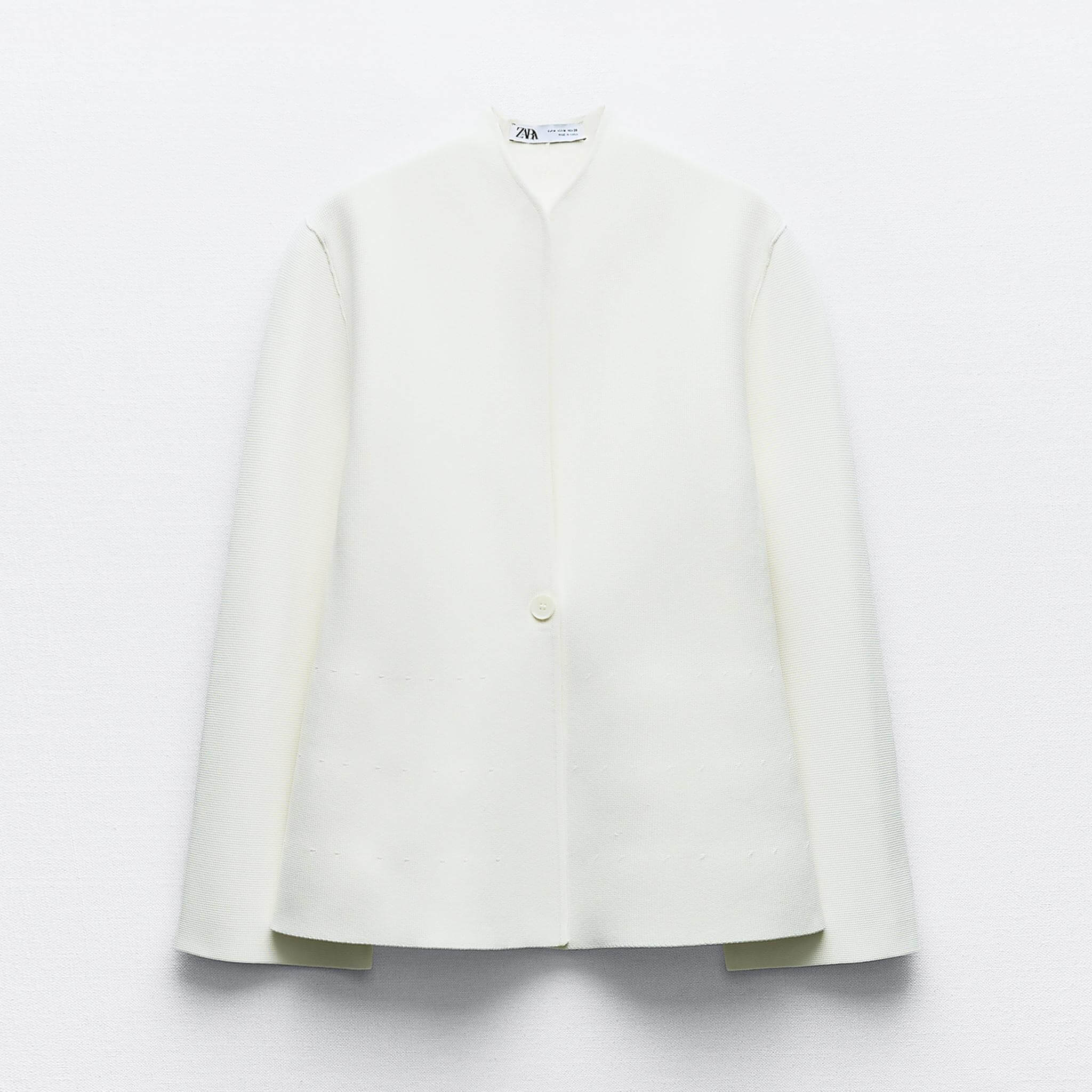 Блейзер Zara Fitted Knit, белый платье zara plain knit fitted midi зеленый