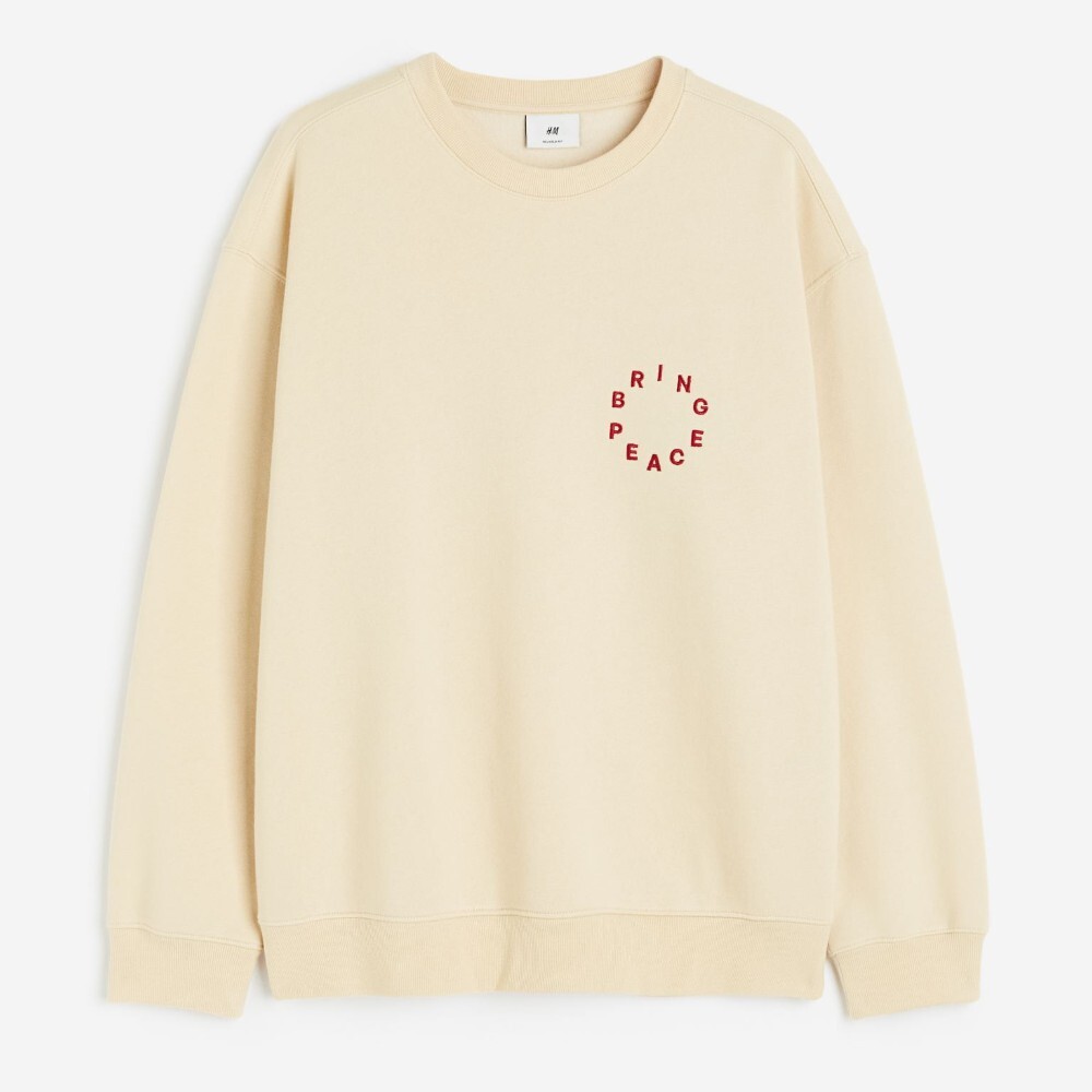 

Свитшот H&M Relaxed Fit Printed Bring Peace, бежевый
