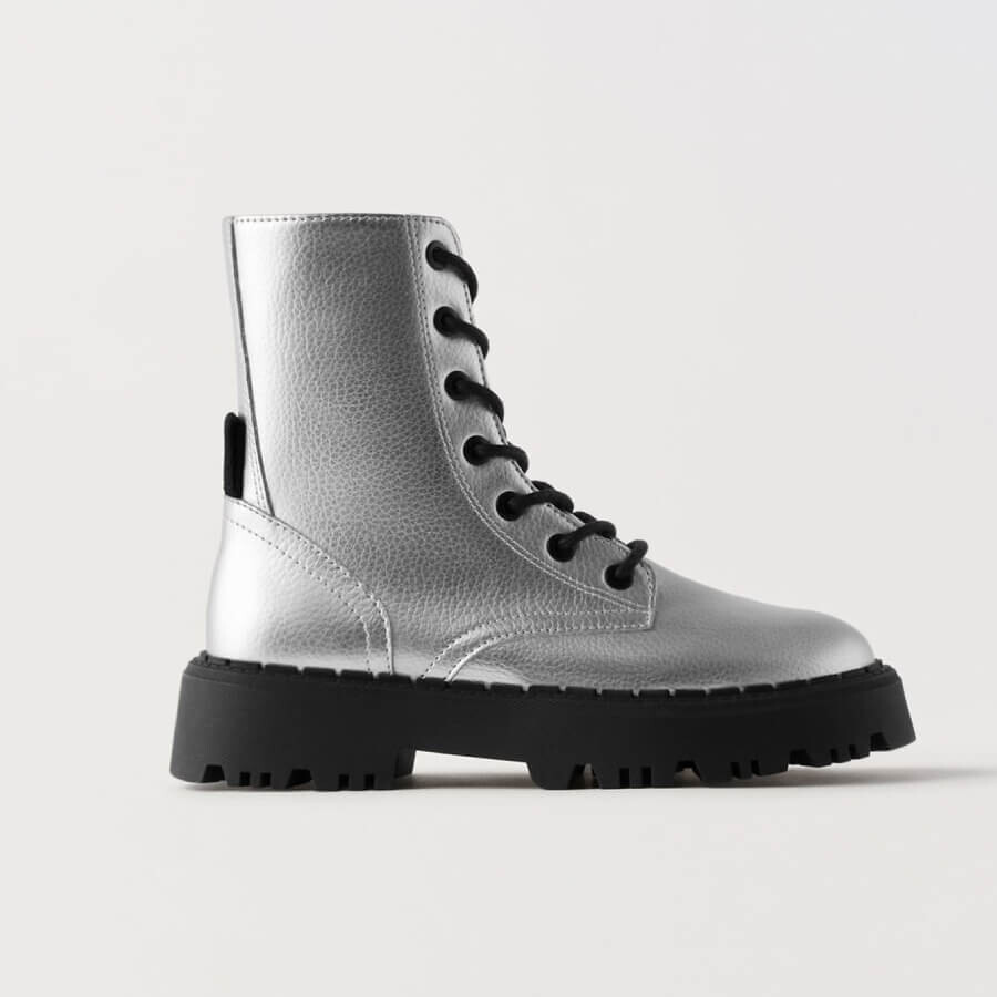 

Ботинки Zara Metallic Ankle, серебристый