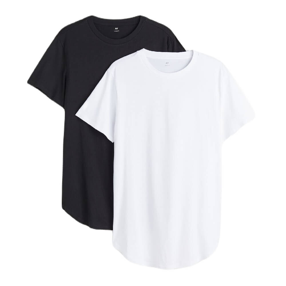 

Комплект футболок H&M Slim Fit, 2 предмета, белый/черный