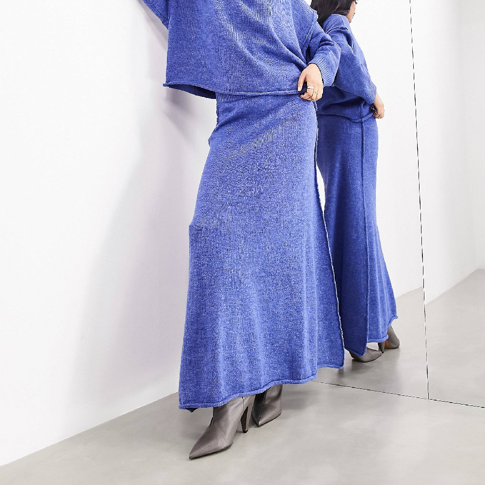 Юбка Asos Edition Oversized Knitted, синий