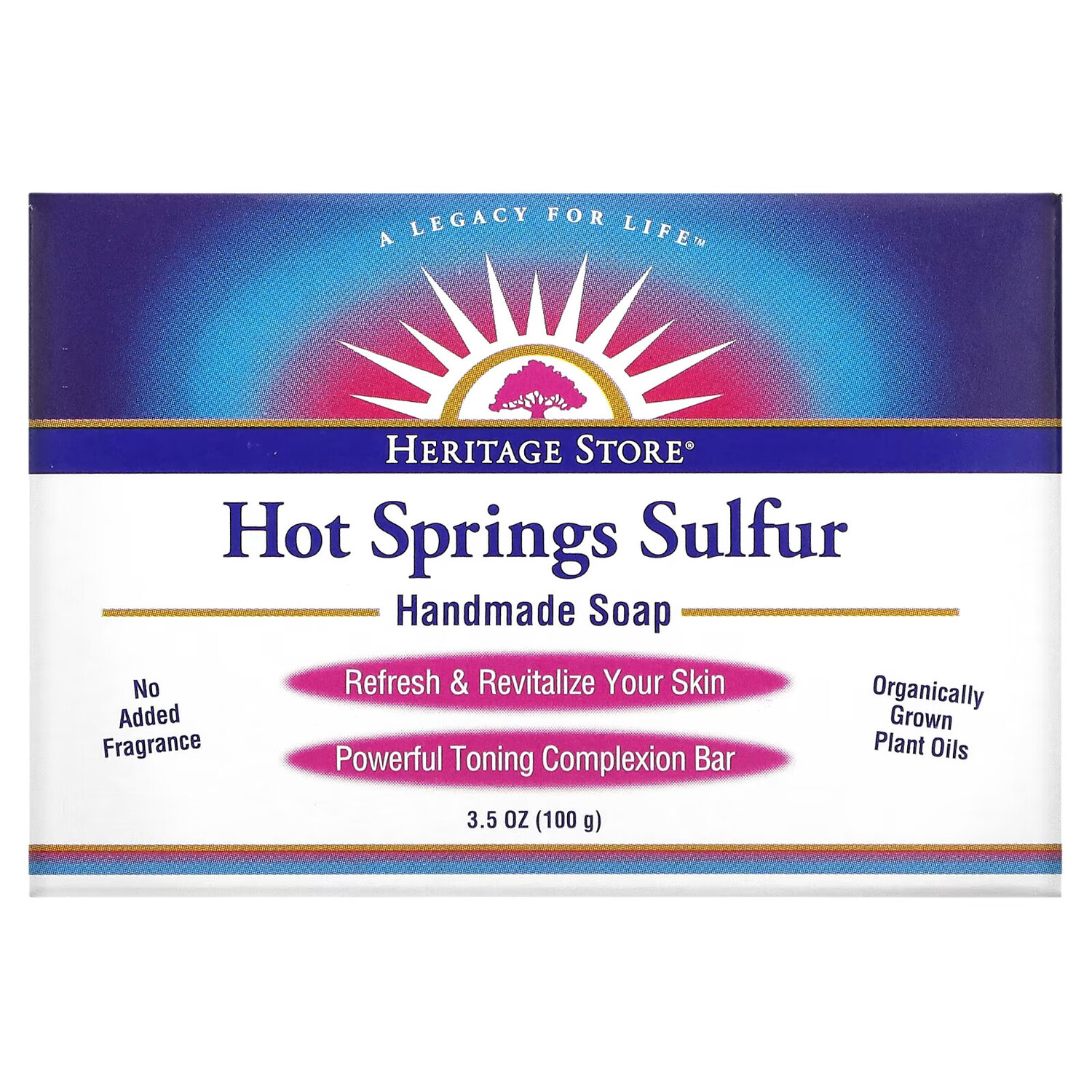 

Heritage Store, Hot Springs Sulphur, мыло ручной работы, 100 г (3,5 унции)