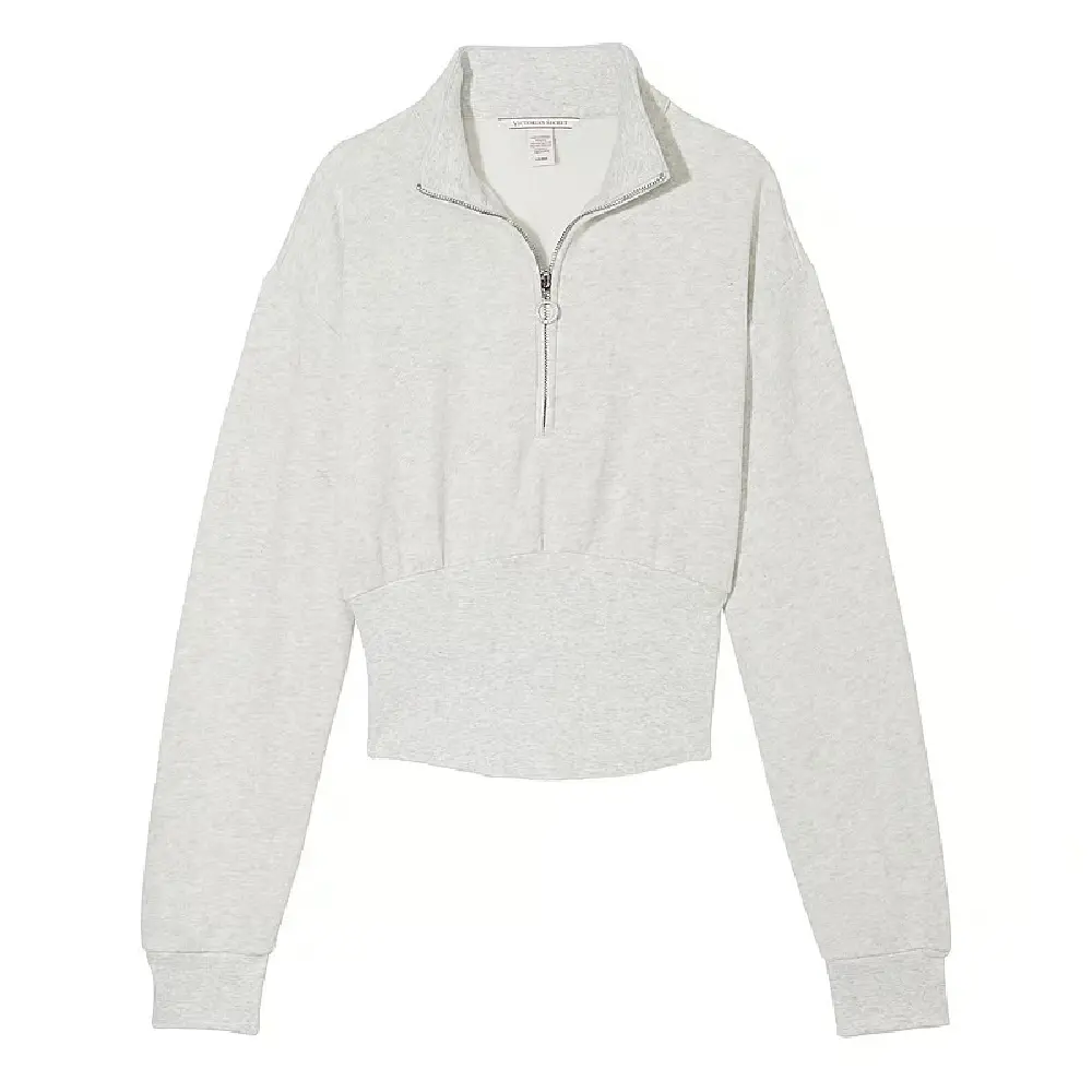 

Свитшот Victoria's Secret Cotton Fleece Corset Half-Zip Mock Neck, светло-серый