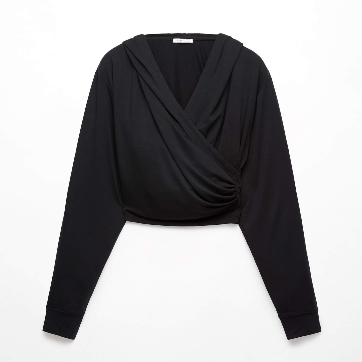 

Свитшот Oysho Crop Wrap With Modal, черный