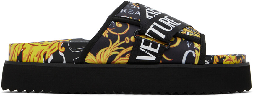 

Черно-желтые сандалии Arizona Versace Jeans Couture
