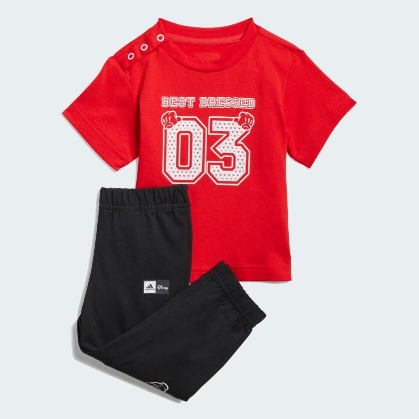 

Детский комплект Adidas х Disney Tee And Pants, 2 предмета, красный/белый/черный