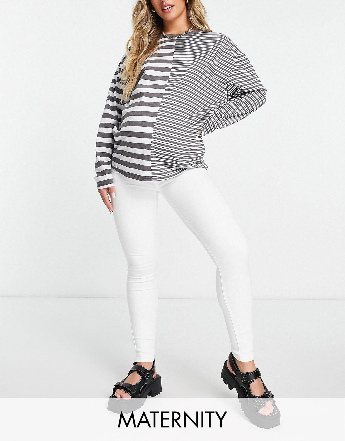 

Белые джинсы с завышенной талией Topshop Maternity Over Bump Joni
