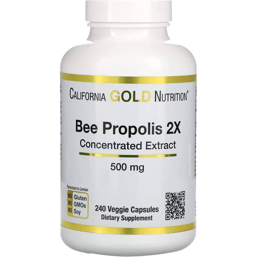 Прополис California Gold Nutrition Bee Propolis 2X, 240 таблеток бад для поддержки опорно двигательно аппарата california gold nutrition гиалуроновая кислота 100 мг l пролин 100 мг в капсулах 60 шт