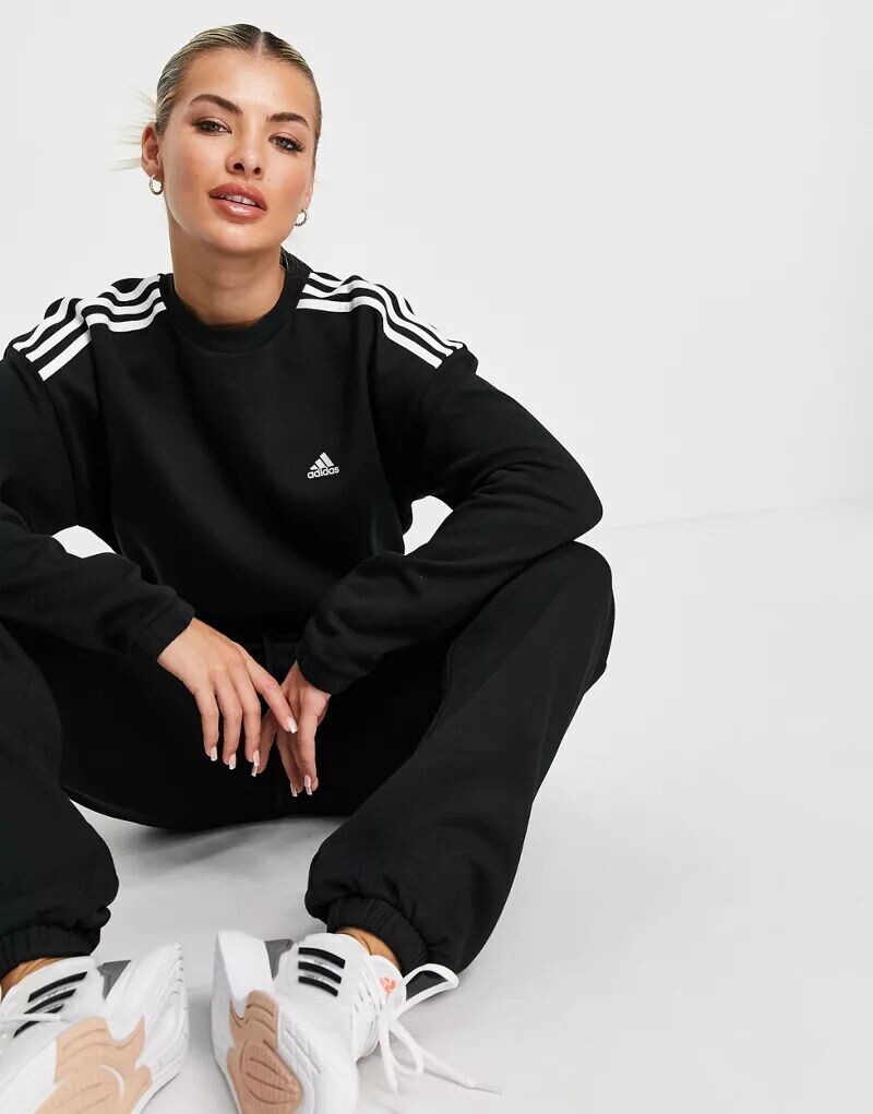 

Черная укороченная толстовка с тремя полосками adidas Training adidas performance, Черный
