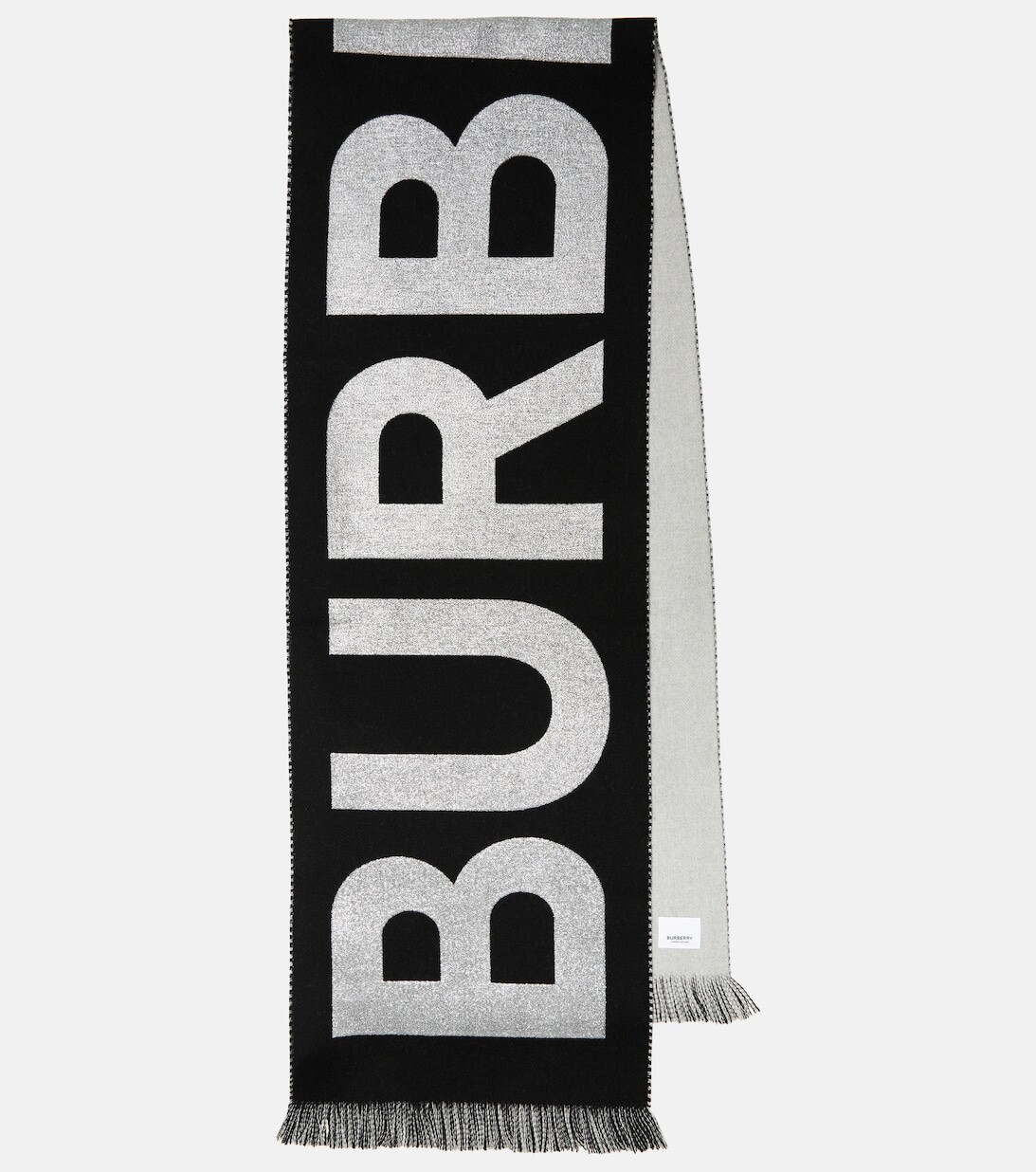 

Шарф из смесовой шерсти с логотипом Burberry, черный