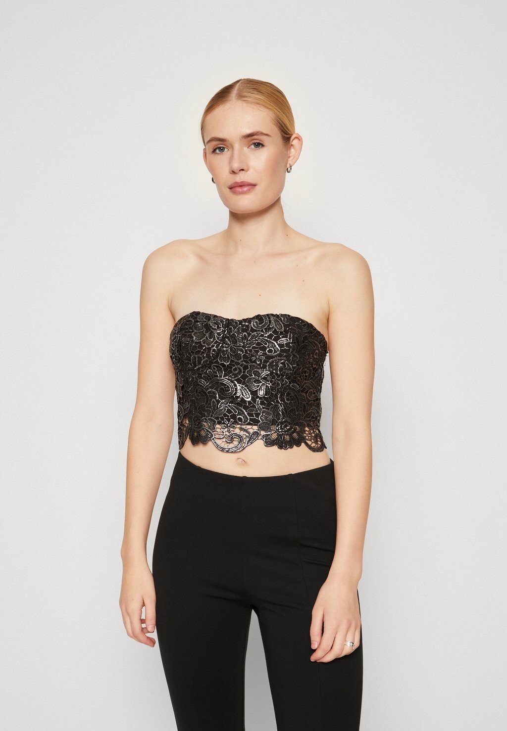 

Топ AllSaints SIENA BRODERIE CORSET, цвет gunmetal grey
