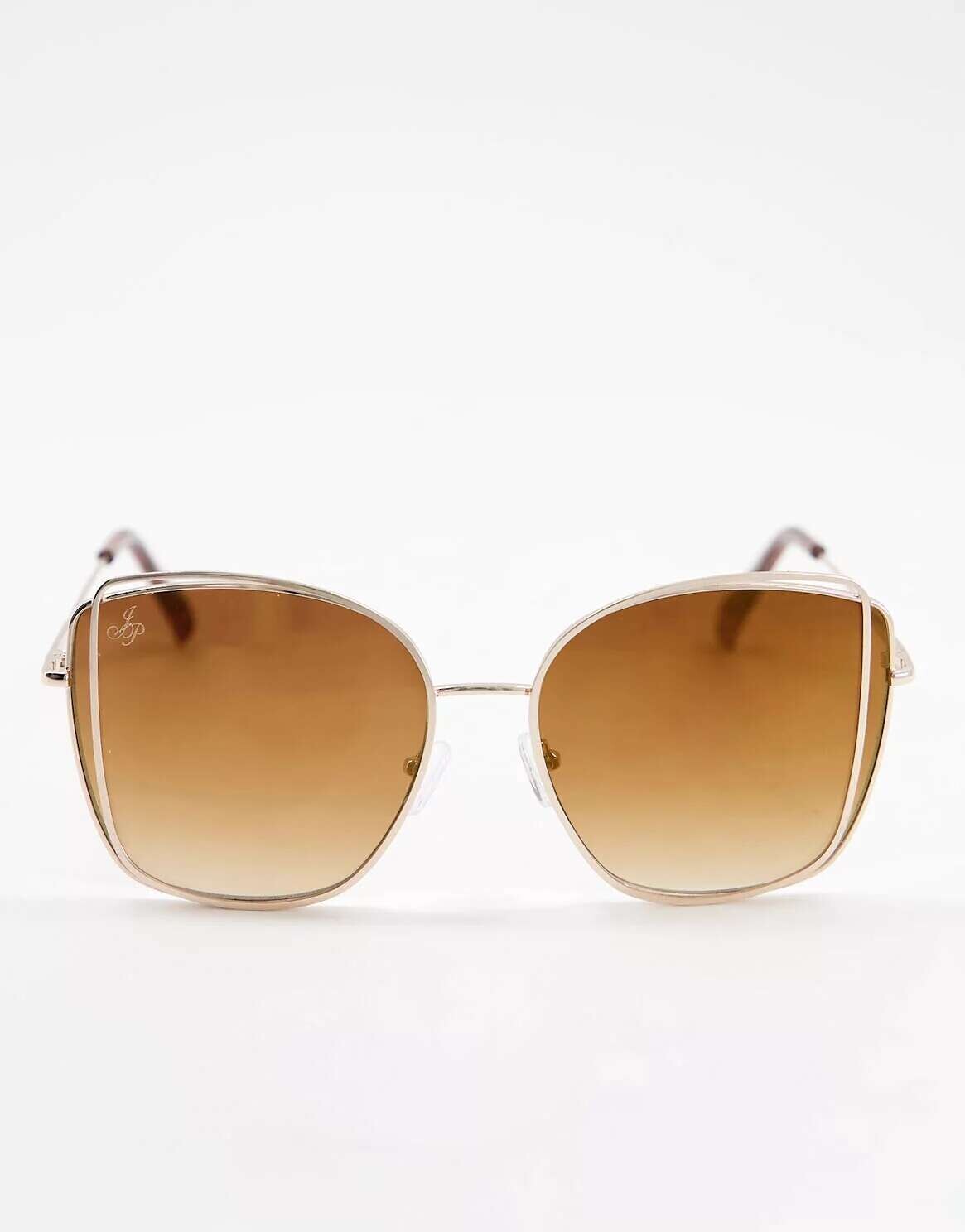 

Женские большие квадратные солнцезащитные очки золотого цвета Jeepers Peepers
