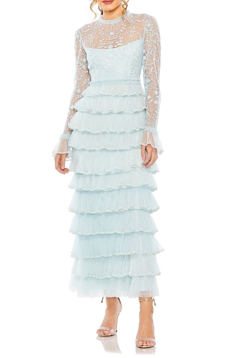 

Вышитое коктейльное платье с длинными рукавами и рюшами IEENA FOR MAC DUGGAL