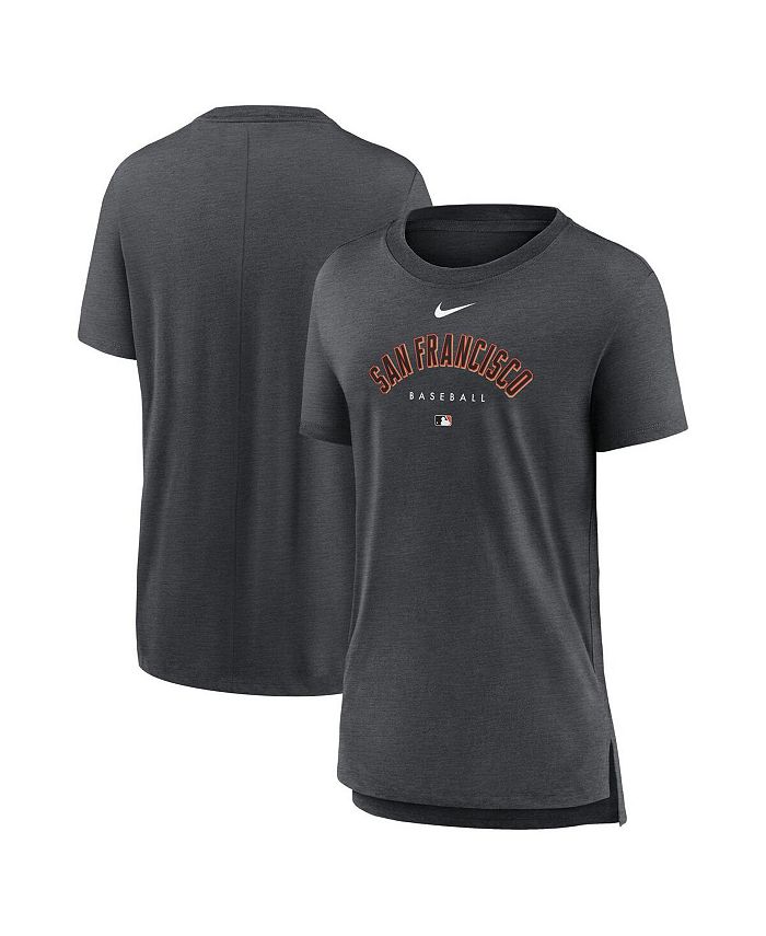 

Женская футболка цвета три-смеси Heather Charcoal San Francisco Giants Authentic Collection Early Work Nike, черный