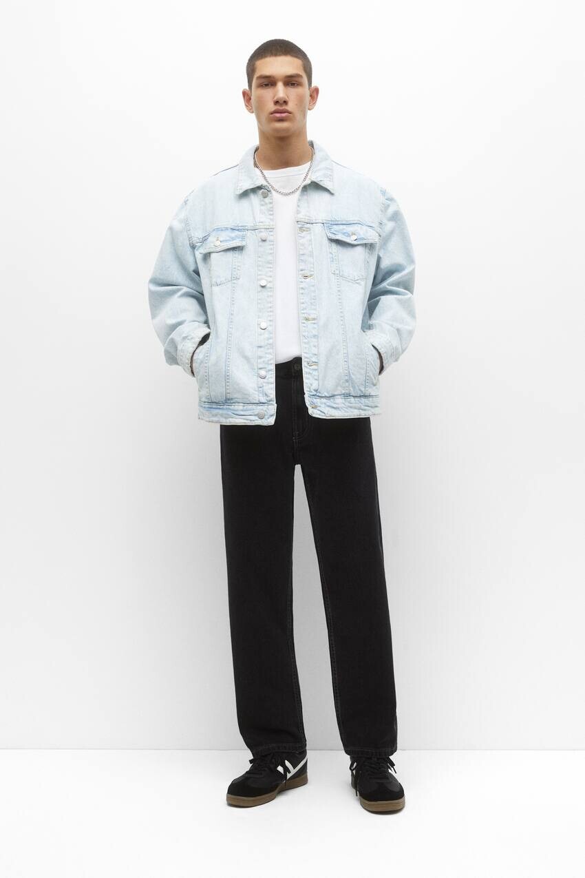 

Джинсы широкого кроя из хлопка Pull&Bear, черный