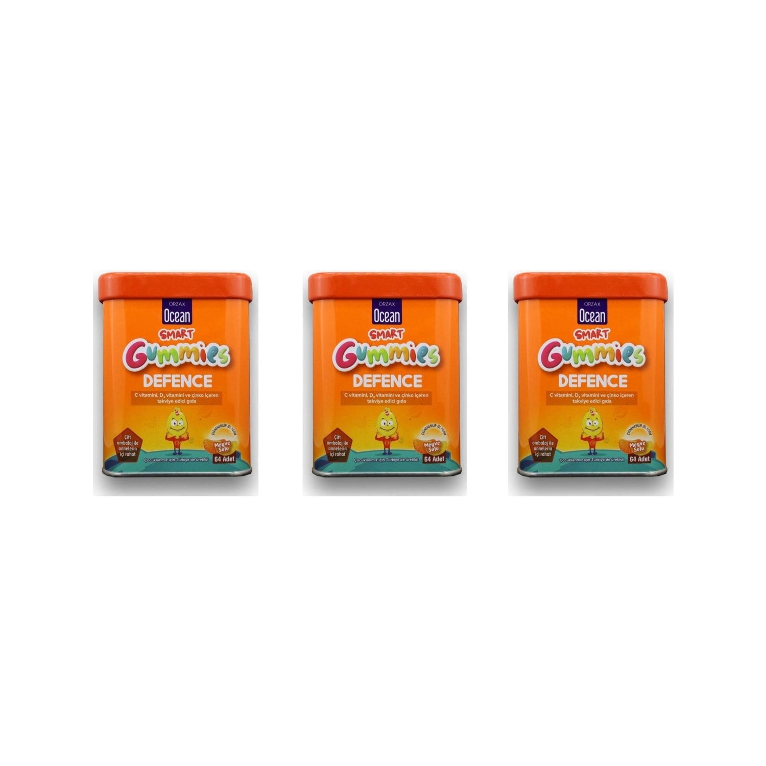 Поливитамины Ocean Smart Gummies Defense, 3 упаковки по 64 штуки hyperbiotics immune defense 3 billion cfu natural orange 60 chewable tablets
