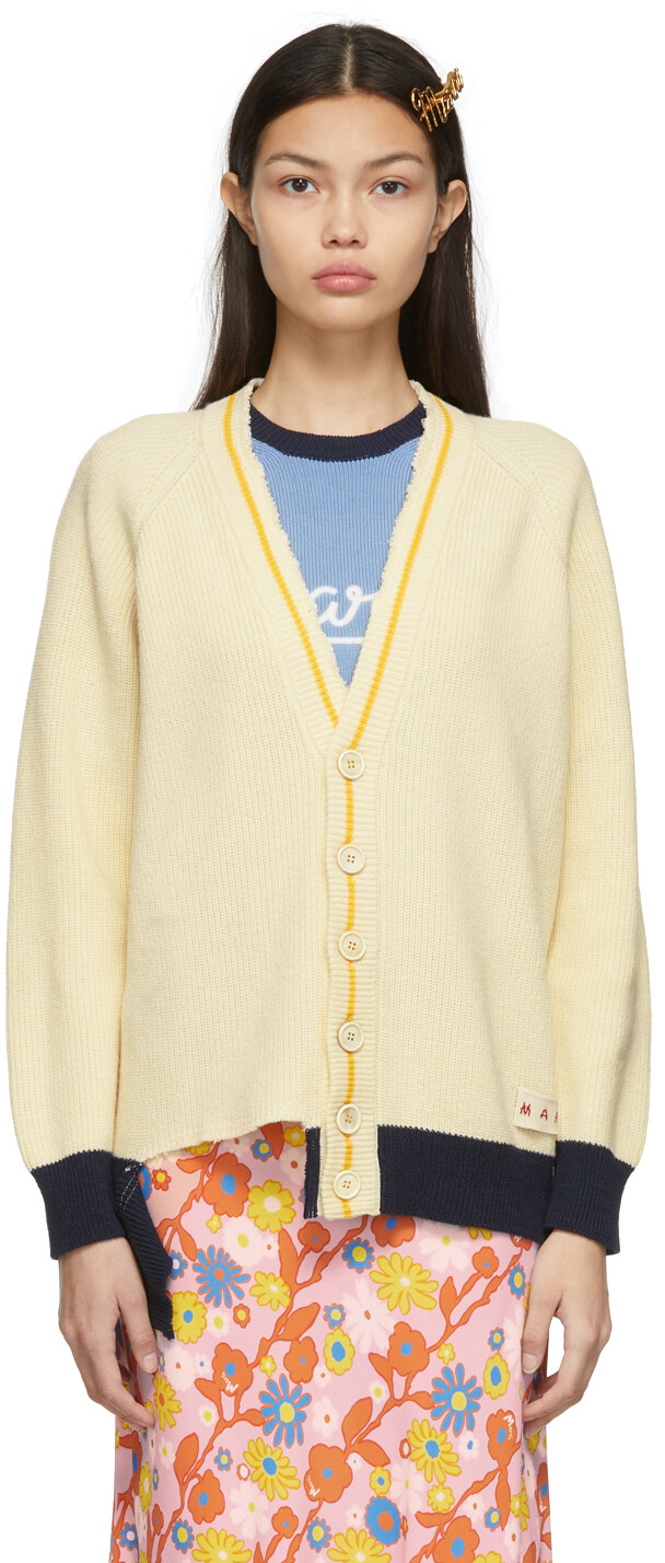 

Кардиган в рубчик с рваными краями Off-White Marni, Серый
