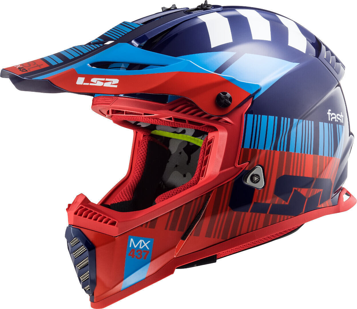 

Шлем LS2 MX437 Fast Evo XCode для мотокросса, красно-синий