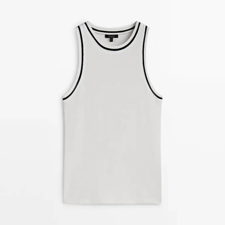 

Топ Massimo Dutti Sleeveless Contrast, белый