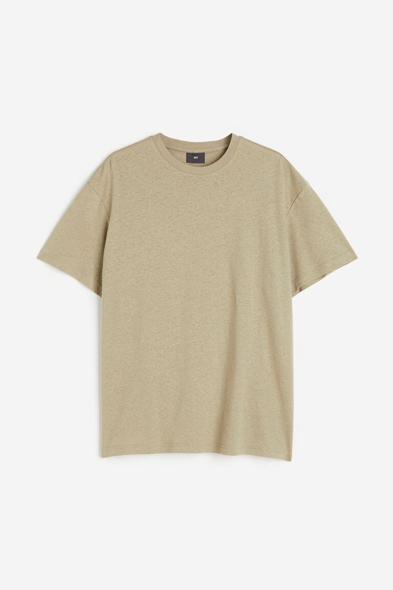 

Футболка H&M Relaxed-fit Linen-blend, светло-зелёный