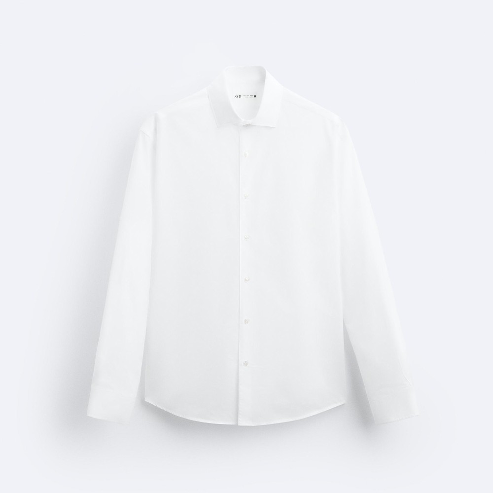 Рубашка Zara Cotton - Linen, белый рубашка zara linen cotton blend синий