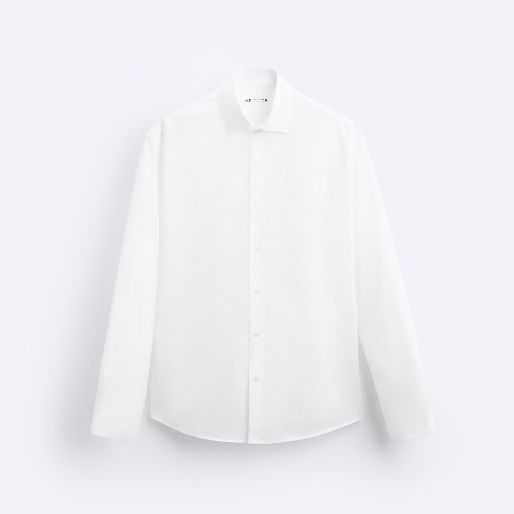 Рубашка Zara Cotton - Linen, белый рубашка zara cotton linen фиолетово коричневый