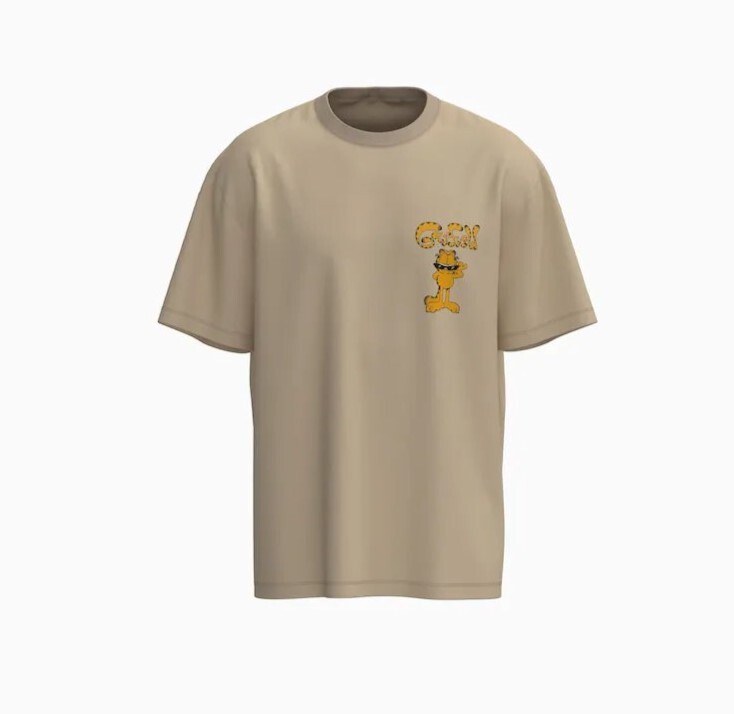 

Футболка Bershka Garfield boxy fit short sleeve, бежевый