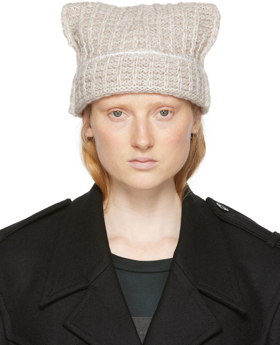 

Бежевая вязаная шапка MM6 Maison Margiela