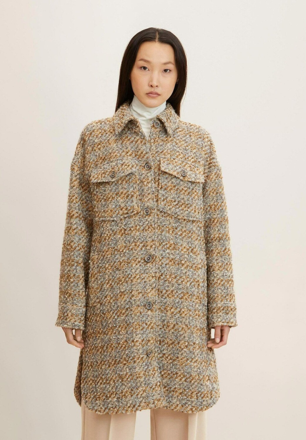

Пальто короткое Tom Tailor, structured boucle check design