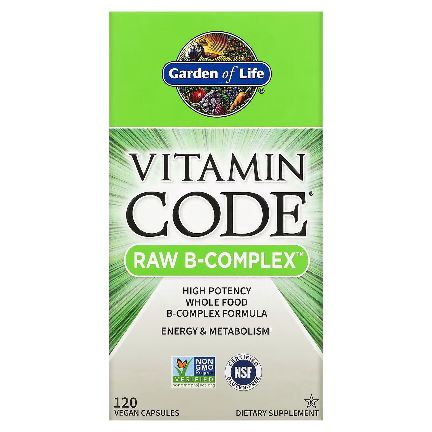 

Garden of Life, Vitamin Code, Raw B-Complex, 120 веганских капсул