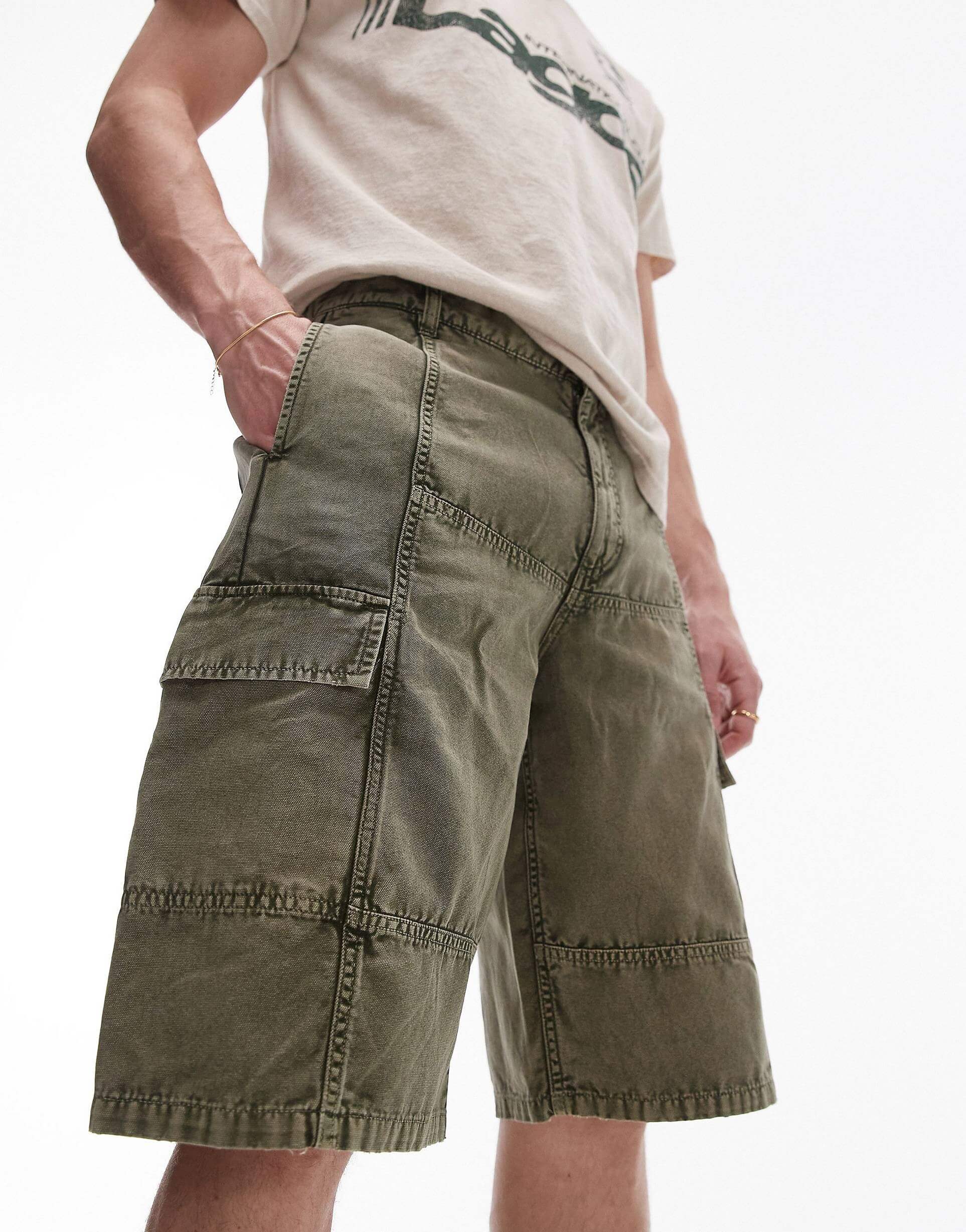 Шорты Topman Distressed Cargo Style With Carpenter Detail, хаки