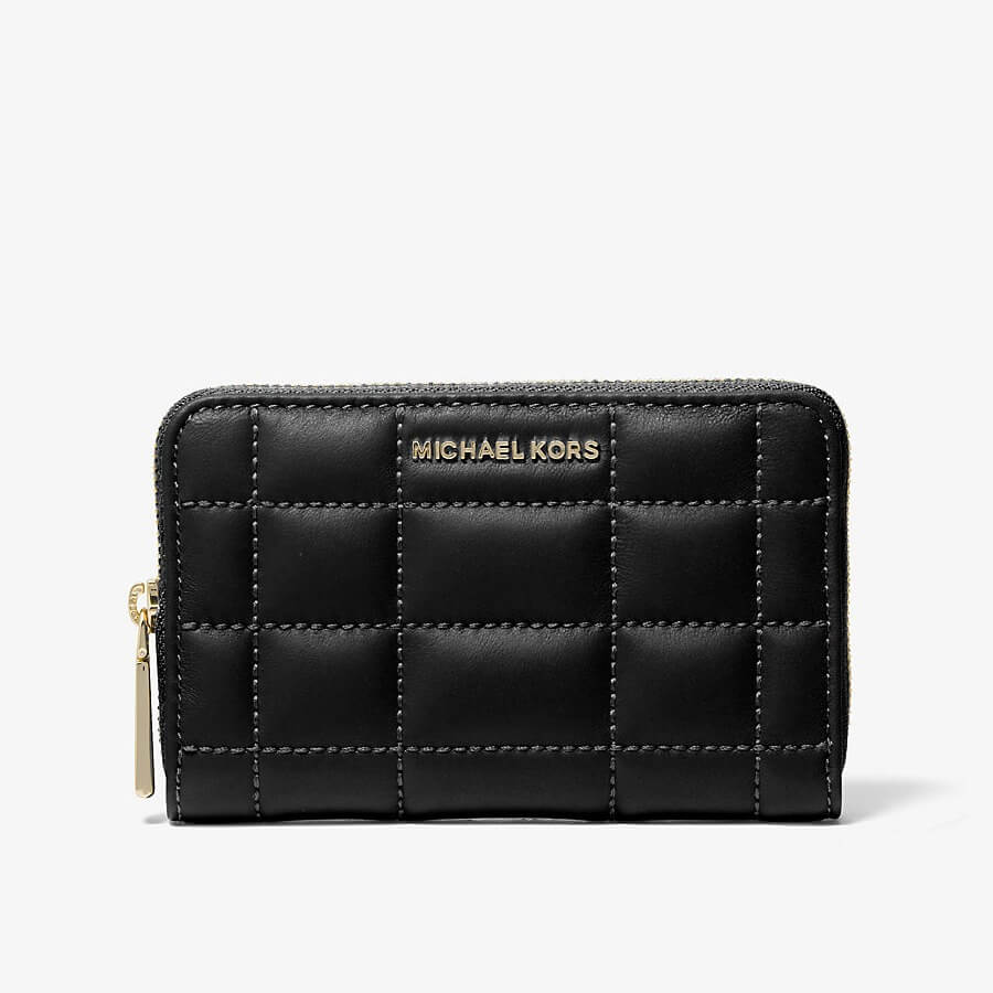 Кошелек Michael Michael Kors Small Quilted Leather, черный monzo двойной браслет из кожи с золотистой застежкой