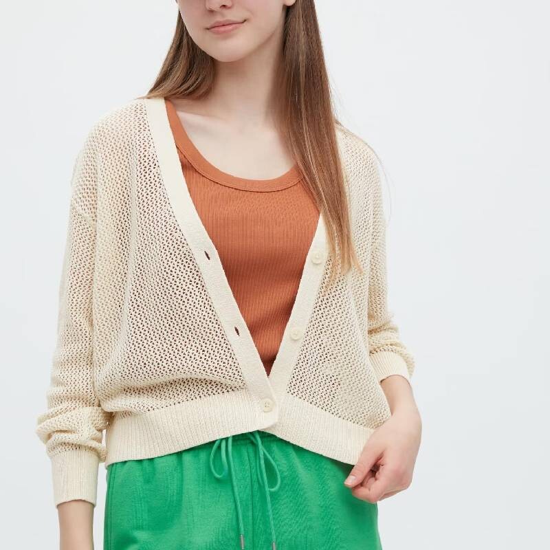 

Кардиган Uniqlo Mesh Short, бежевый