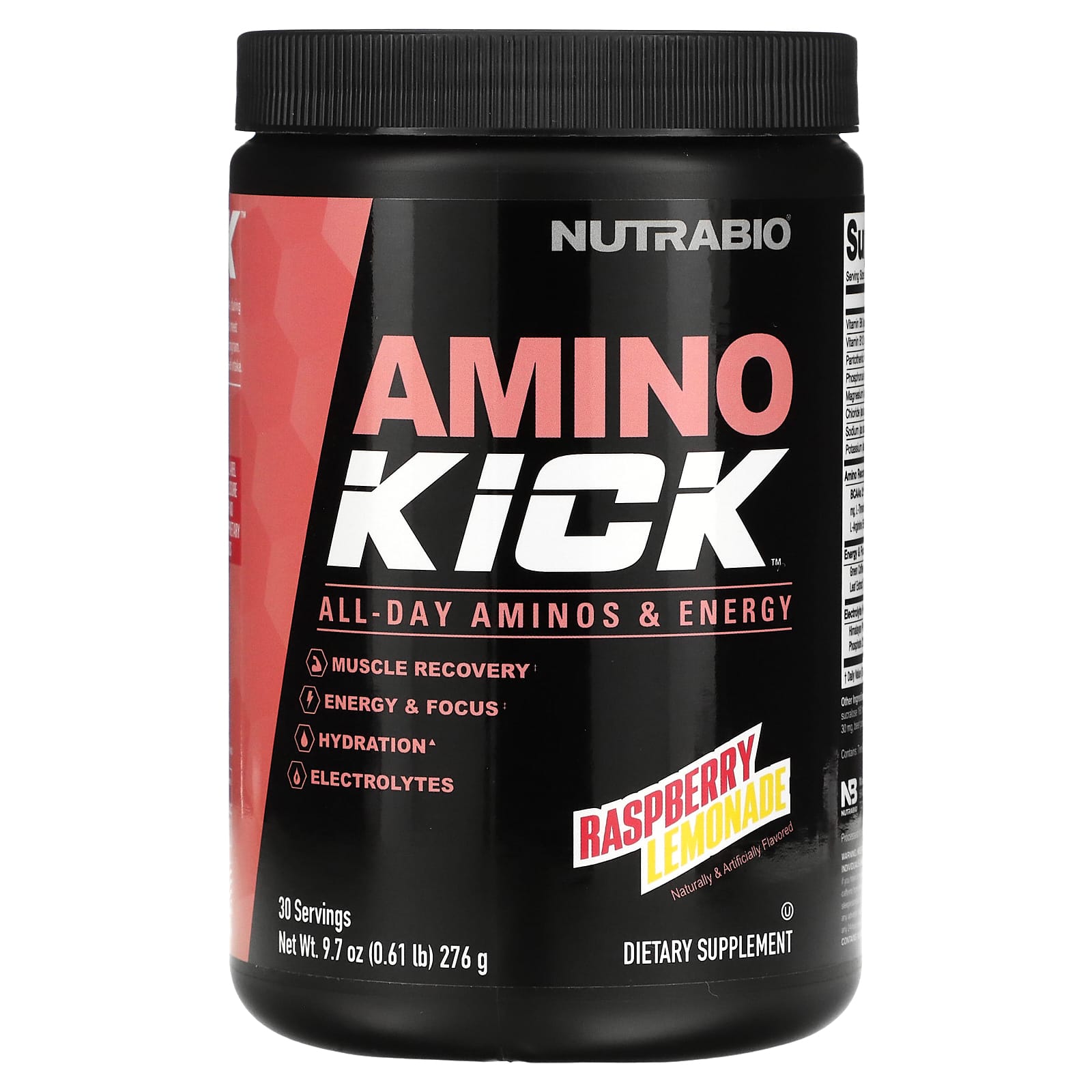 Пищевая Добавка Nutrabio Labs Amino Kick, малиновый лимонад, 276 г спортивная добавка nutrabio labs amino kick голубая малина 20 стиков по 9г