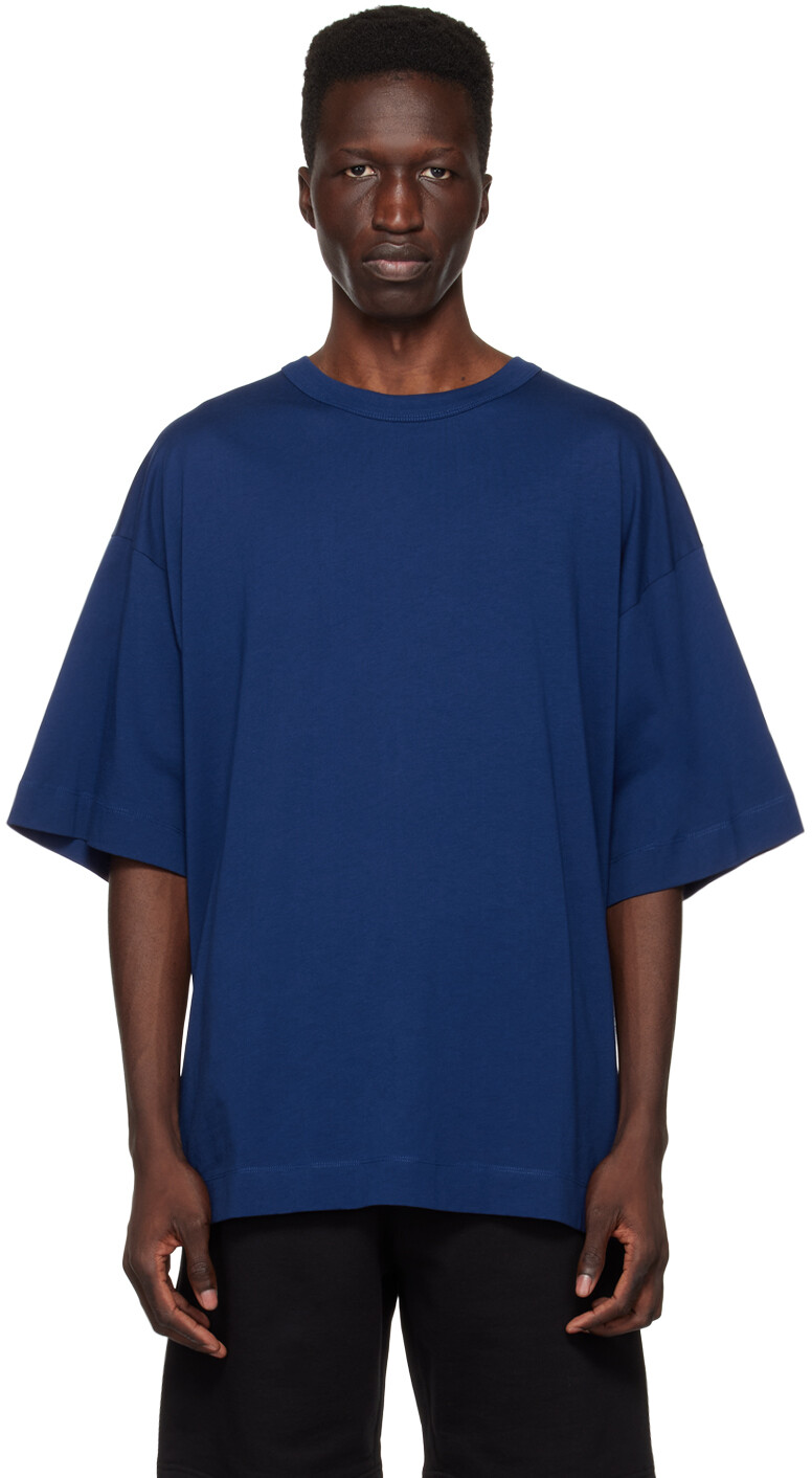 

Синяя футболка с круглым вырезом Dries Van Noten, Синий