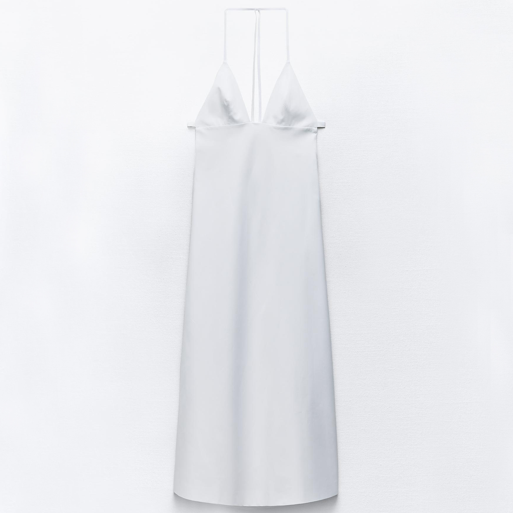 Платье Zara Trench Fabric With Open Back, белый