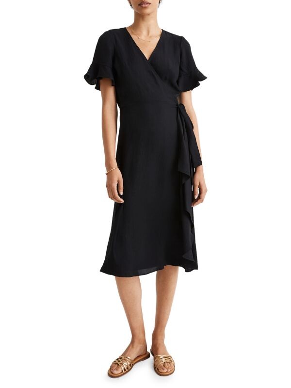 

Атласное платье с запахом Madewell True black