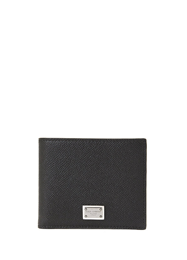 Мужской кожаный кошелек с черным логотипом Dolce&Gabbana